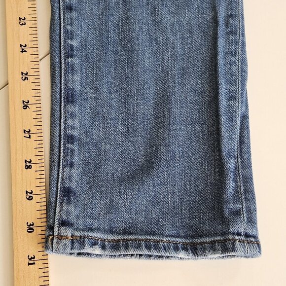 Uniqlo Jeans Mens W 32 Blue Straight Leg Distressed Denim Western Boho Grunge - Picture 7 of 16